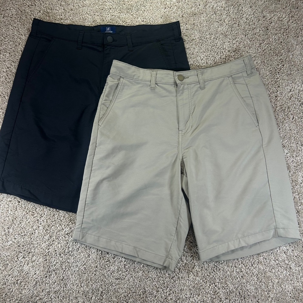 George Performance Shorts Mens 32 Black Beige 2 Pack Stretch Hybrid Active